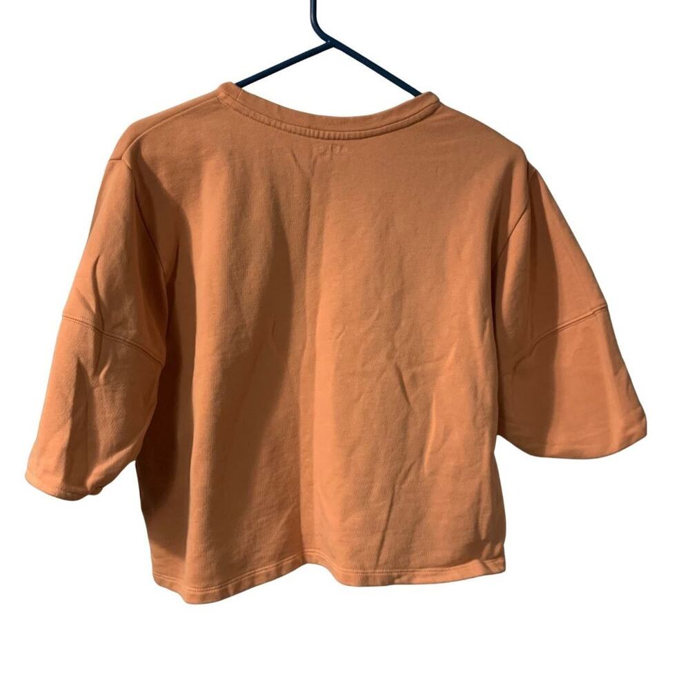 ABLE Women's Cropped Fleece Sweatshirt Size S Apricot Orange Pastel Athleisure - Picture 2 of 6